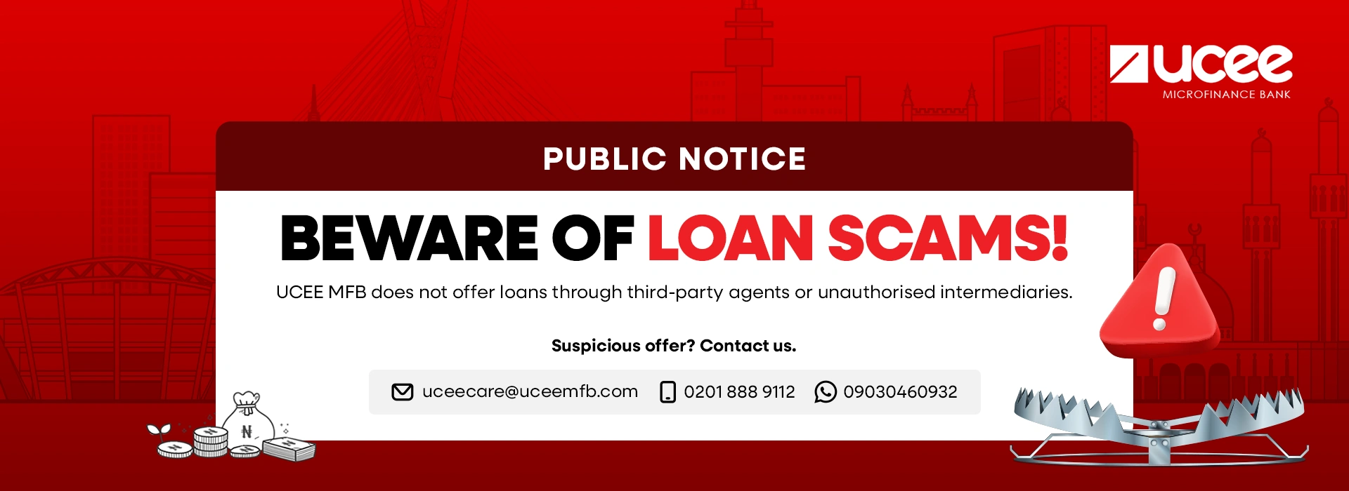 UCEE SCAM DISCLAMER BANNER